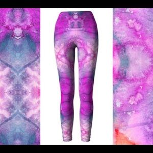 Lovely pink watercolor festival rave leggings